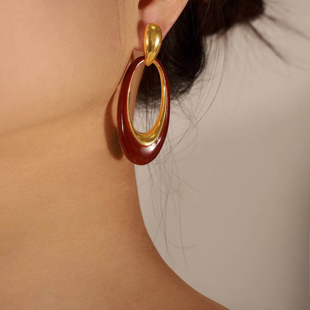 Enamel Geometric Copper Earrings with Personalized Design