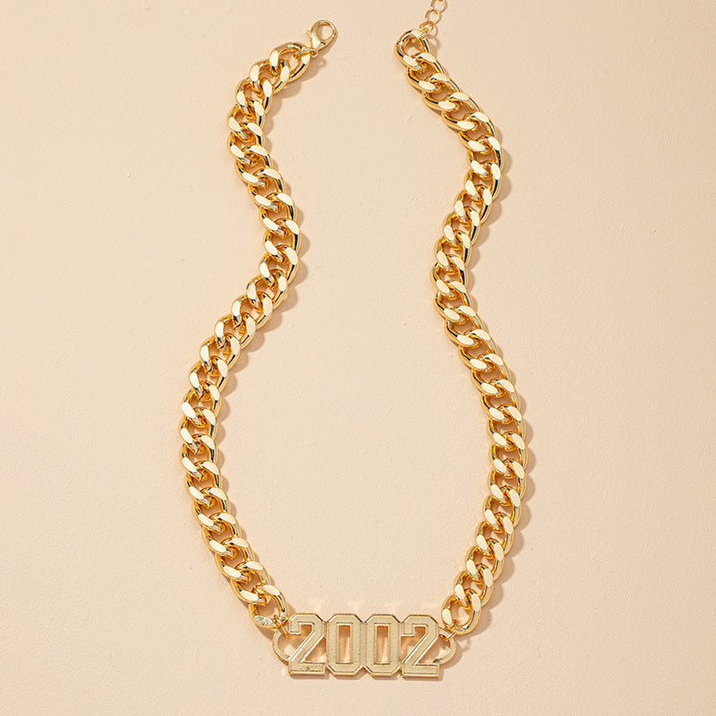 European and American Urban Style 2002 Digital Coarse Chain Necklace - Vienna Verve Collection