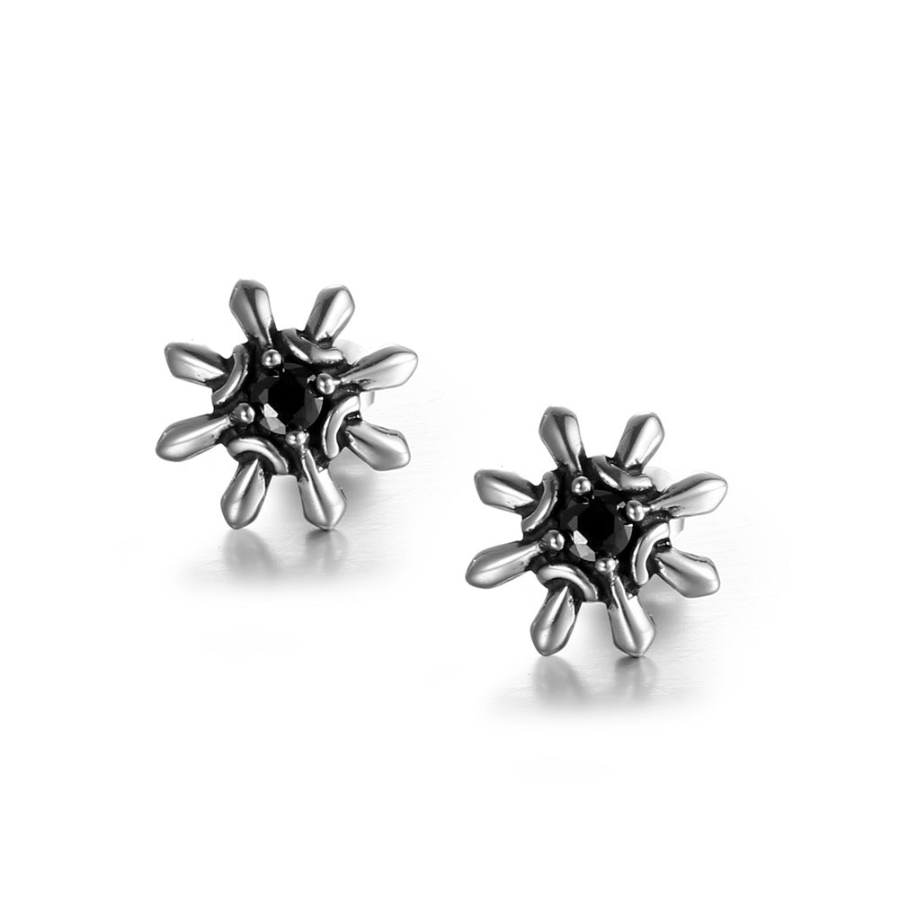 Chic Sunflower Zircon Stud Earrings in Durable Titanium Steel - Planderful Everyday Genie Collection