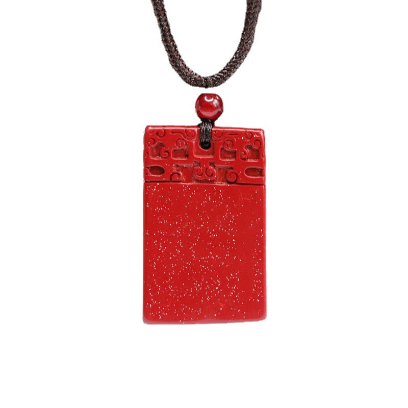 Pendant: Elegant Vermilion Sand and Purple Gold Rectangle Pendant