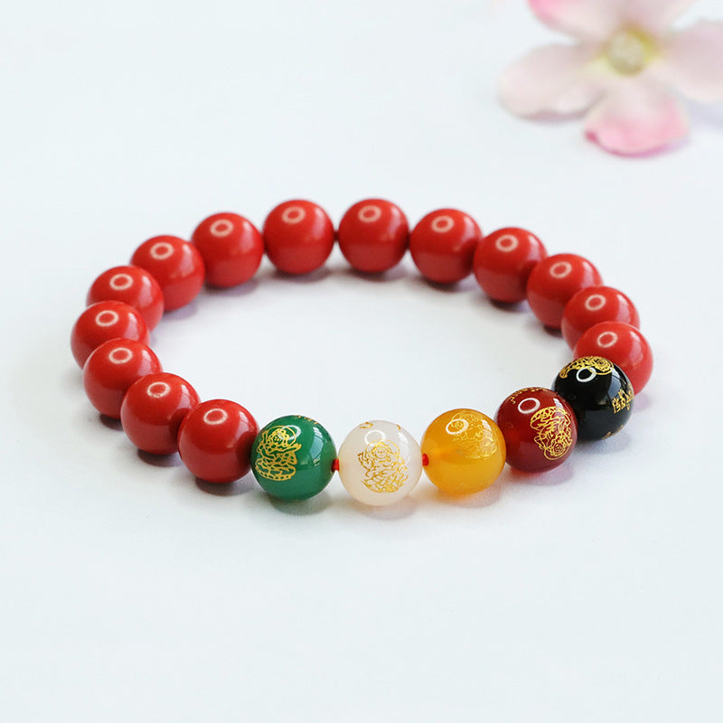 Red Sand and Agate God of Wealth Bracelet