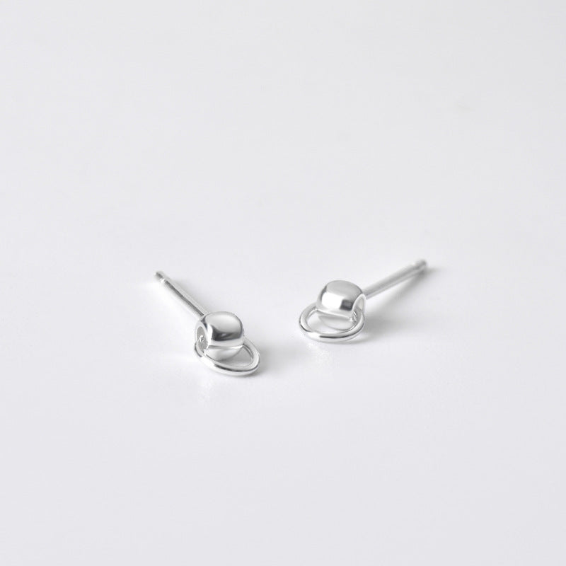 Small Bean Design Sterling Silver Stud Earrings