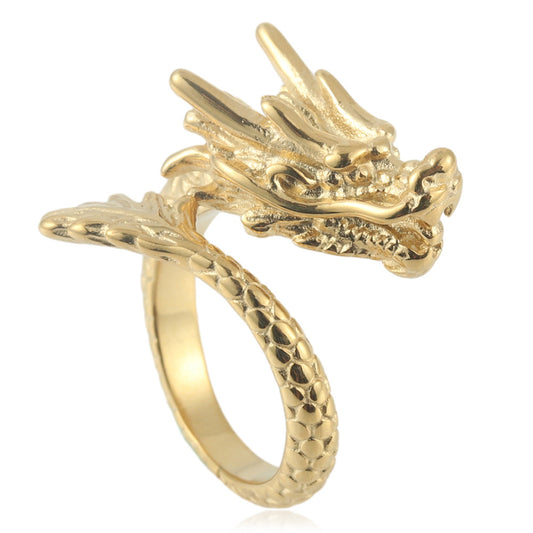 Titanium Steel Dragon Ring for Men - Trendy Punk Retro Style in American and European Design