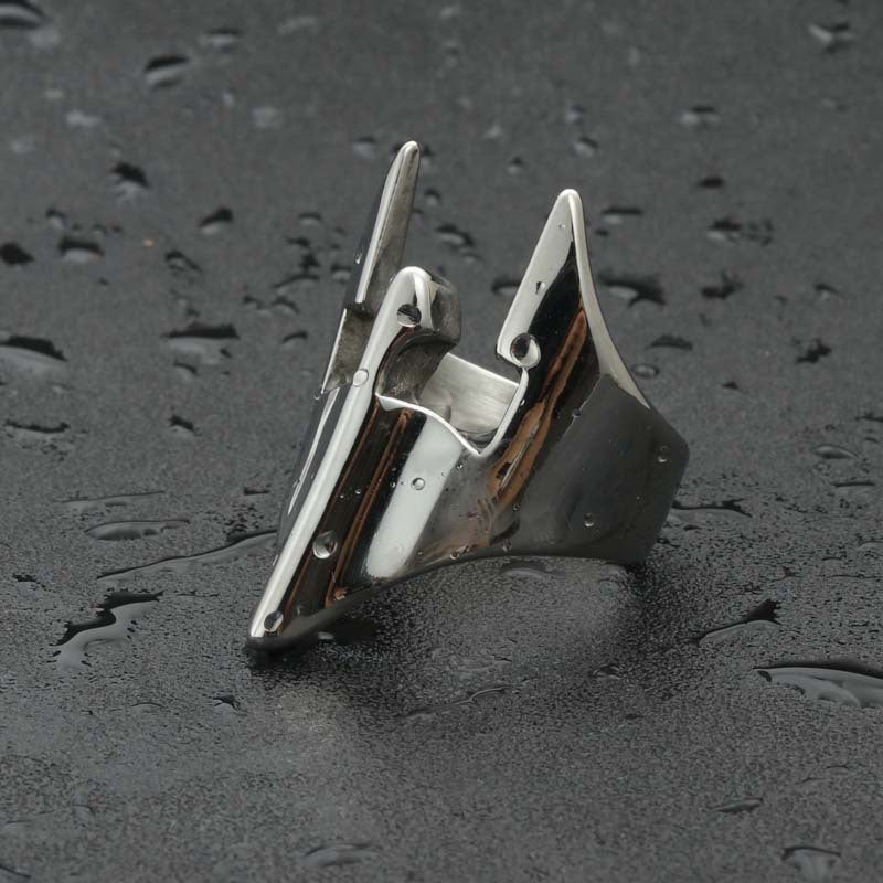 Titanium Steel Warrior Mask Ring - Retro Punk Jewelry for Men