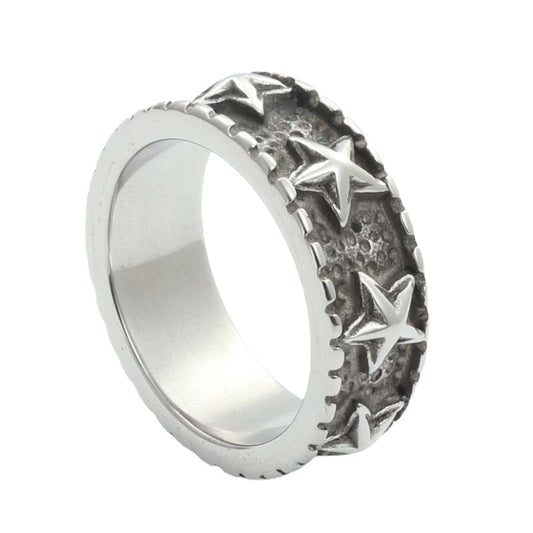 Titanium Steel Retro Pentagram Ring for Men - Trendy Starfish Accessory Direct from Manufacturer