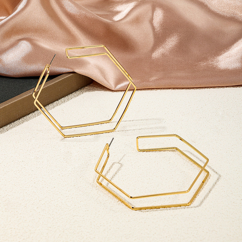 Geometric Chic Metal Earrings - Vienna Verve Collection