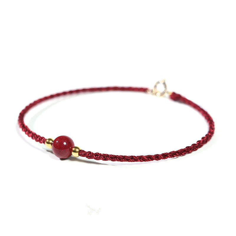 Red Rope Cinnabar Bracelet with Sterling Silver Details