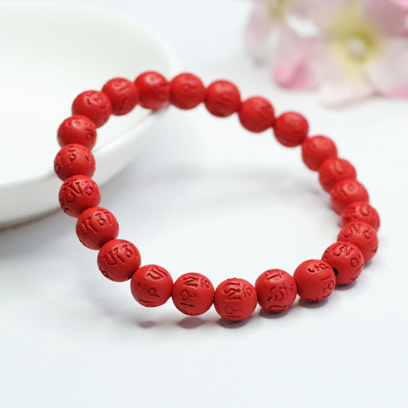 Red Sand Sterling Silver Bracelet with Cinnabar Stone