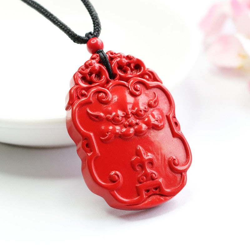 Red Sand Vermilion Sand Pixiu Ruyi Pendant with Cinnabar Stone