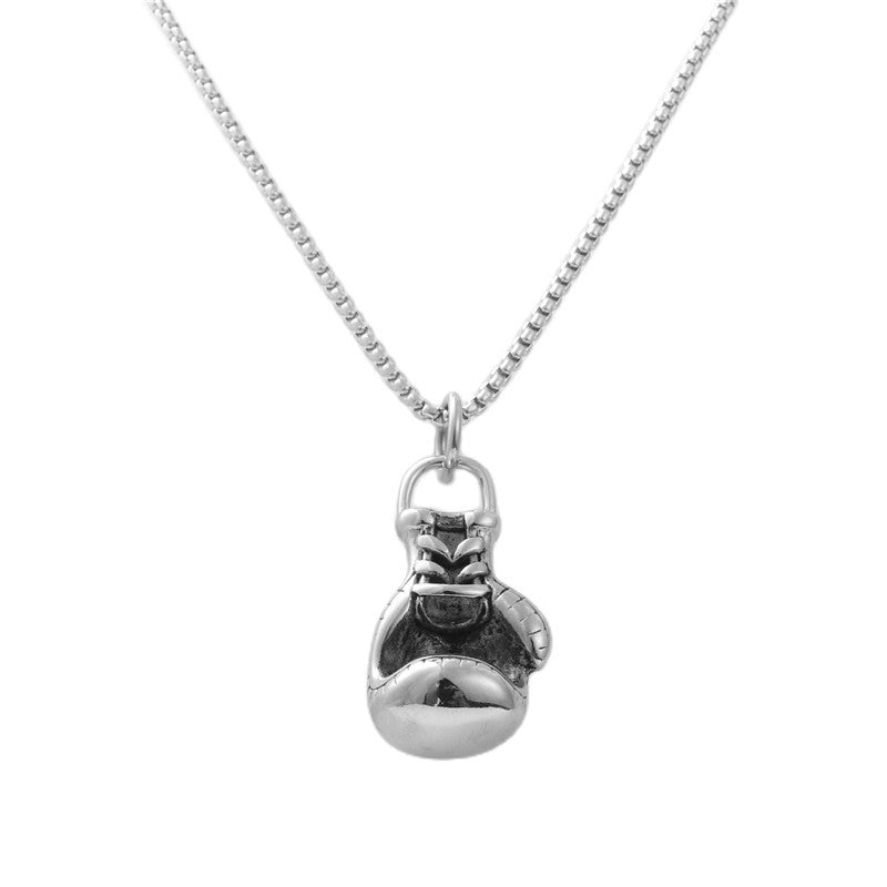 Personalized Retro Titanium Steel Boxing Gloves Pendant Necklace for Men