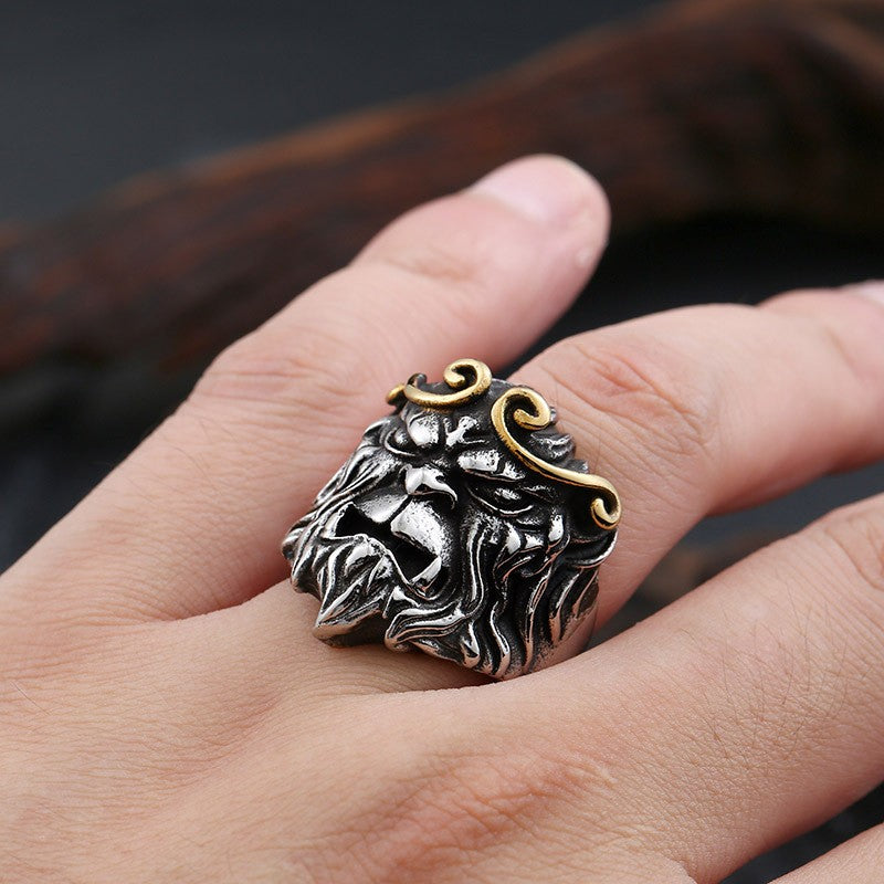 Titanium Steel Wukong Monkey Ring for Men - Retro Style Fashion Accessory