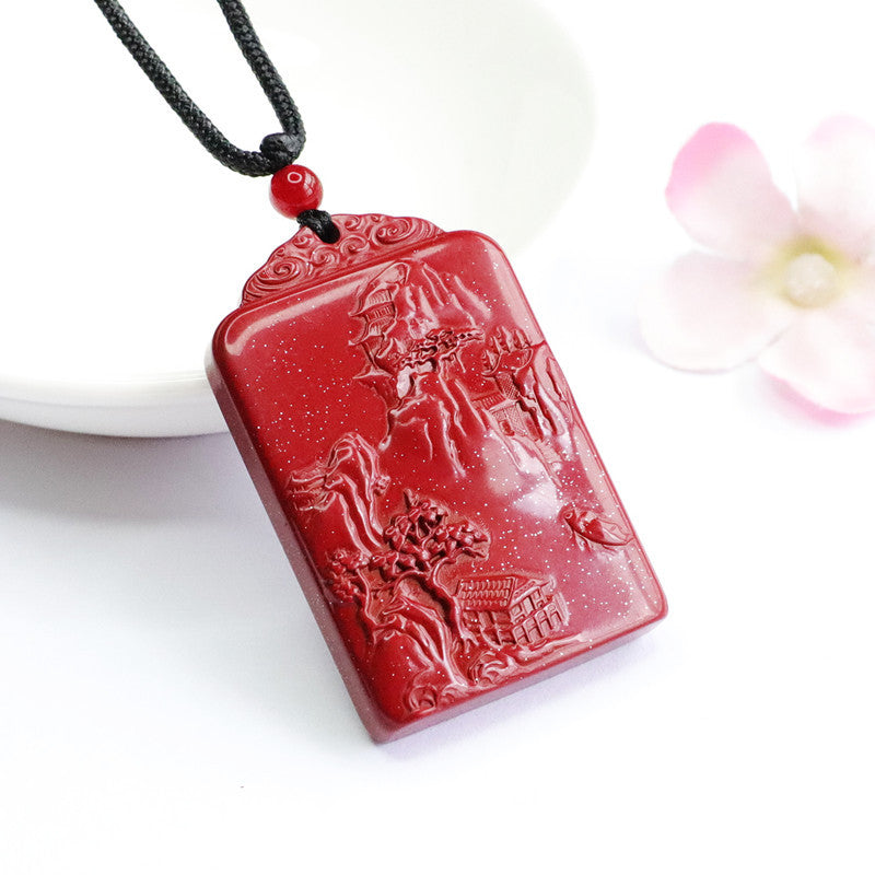 Cinnabar Landscape Pendant Jewelry