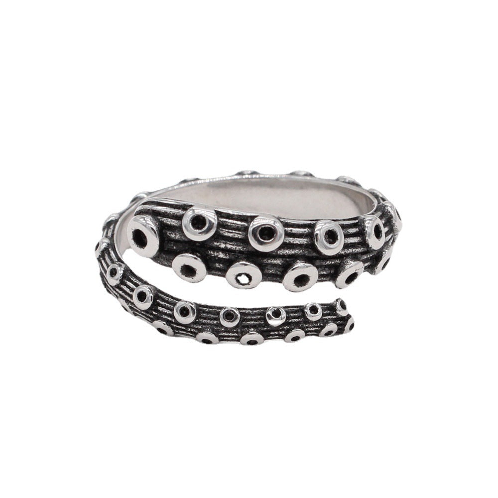 Retro European and American Octopus Design Men's Titanium Steel Ring