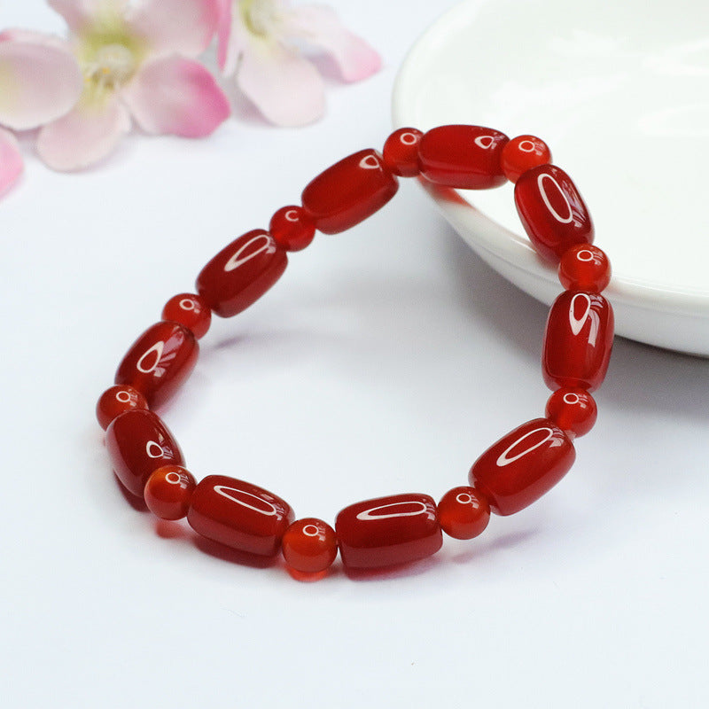 Red Agate Sterling Silver Bracelet