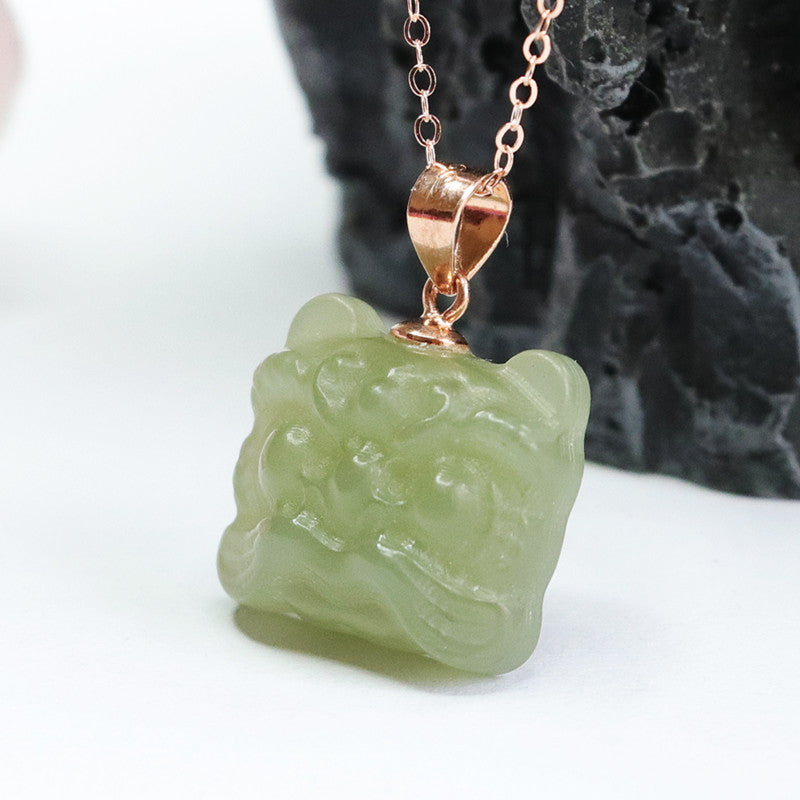 S925 Sterling Silver Green Jade Pixiu Necklace in Fortune's Favor Collection