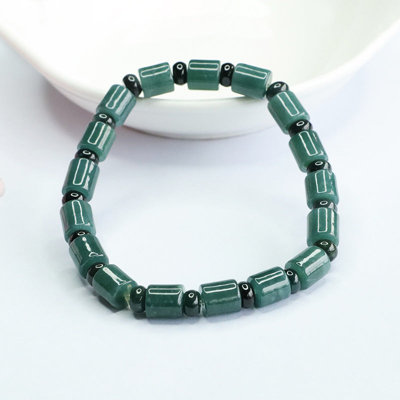 Blue Water Old Jade Sterling Silver Bracelet