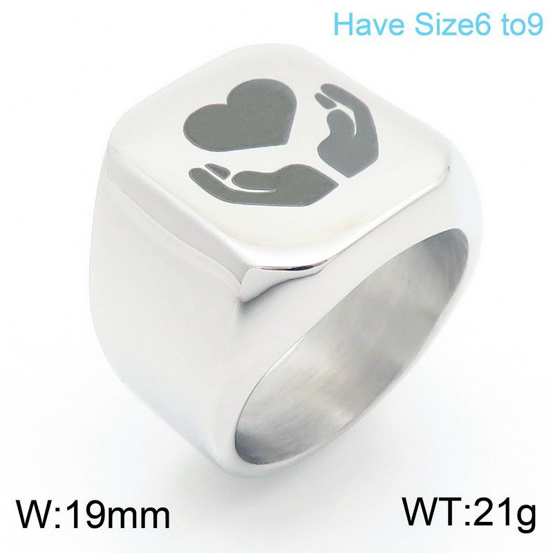 Elegant Titanium Steel Square Ring for Men - European and American Fashion Design