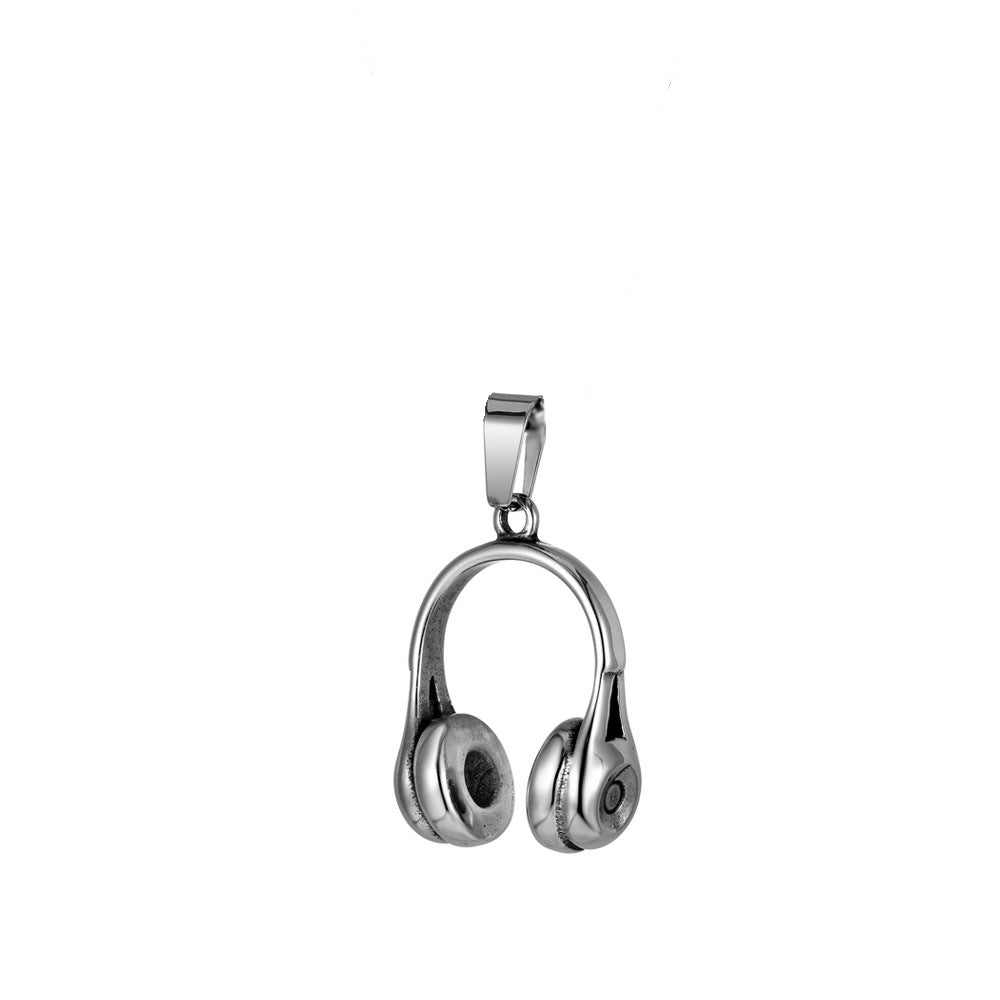 Stylish Titanium Steel Music Pendant for Men – Trendy Earphones Necklace, Wholesale Available