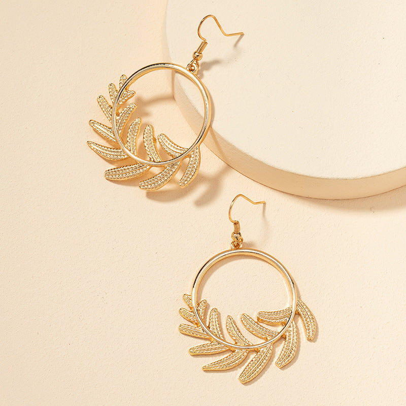 Golden Leaf Metal Earrings - Vienna Verve Collection