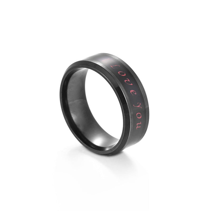 Temperature Love Titanium Steel Couple Rings - Popular European and American Ins Jewelry for Men