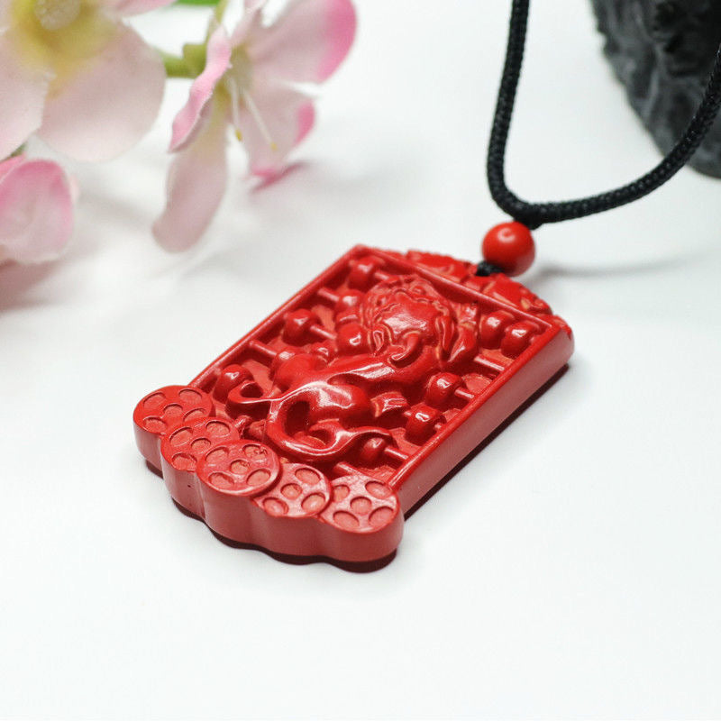 Mystical Cinnabar Pixiu Abacus Red Sand Pendant Jewelry