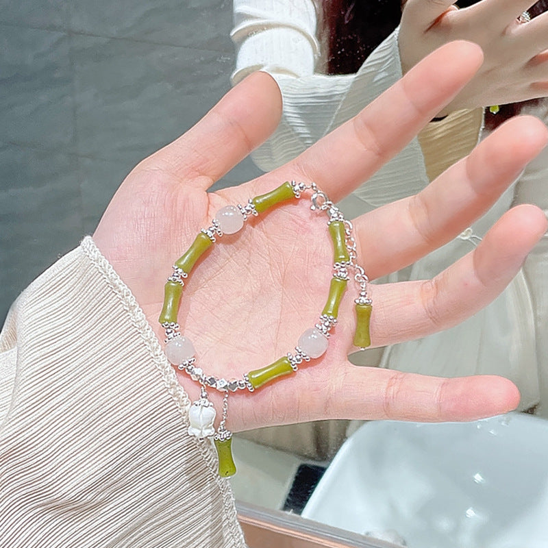 Lucky Fortune Rock Crystal Bracelet with Strawberry and Pink Crystal Charms.