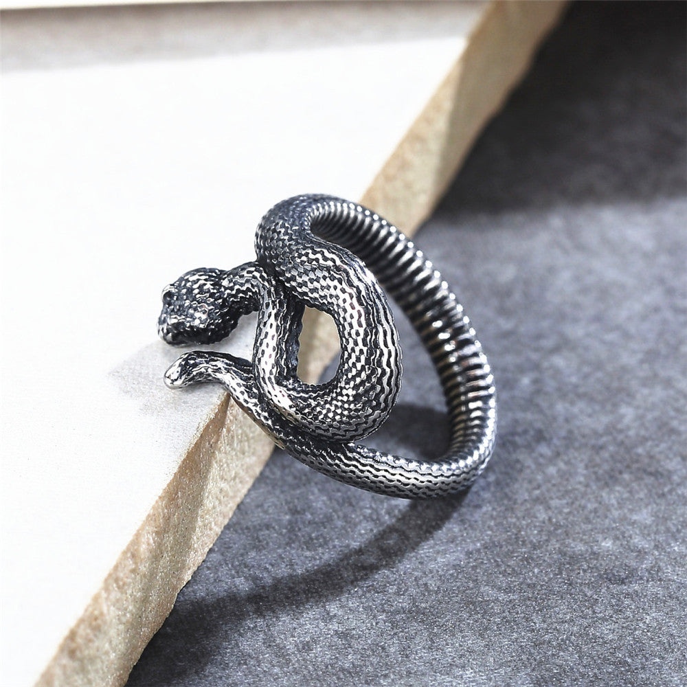 Winding Viper Snake Titanium Steel Ring for Men