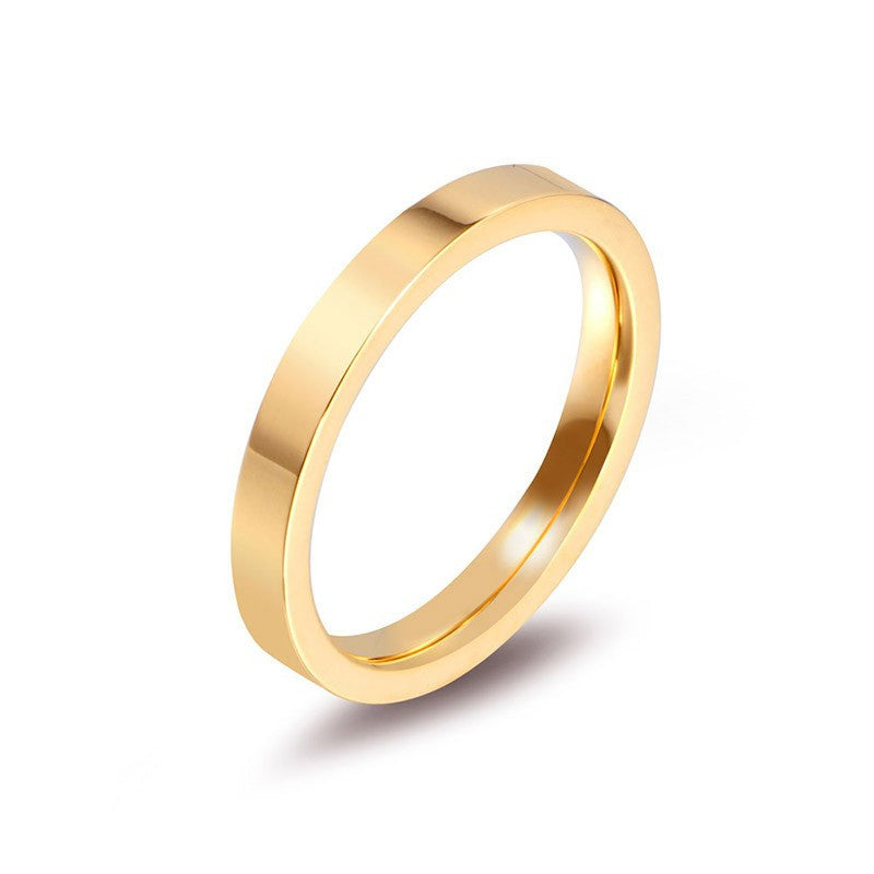 Elegant Gold and Black Steel Couple Rings for Men and Women - Simple Japanese and Korean Design