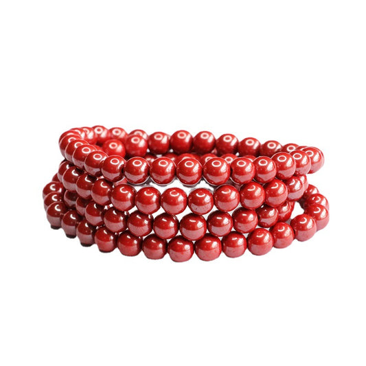 National Wind 108 Buddha Beads Bracelet with Cinnabar Stone