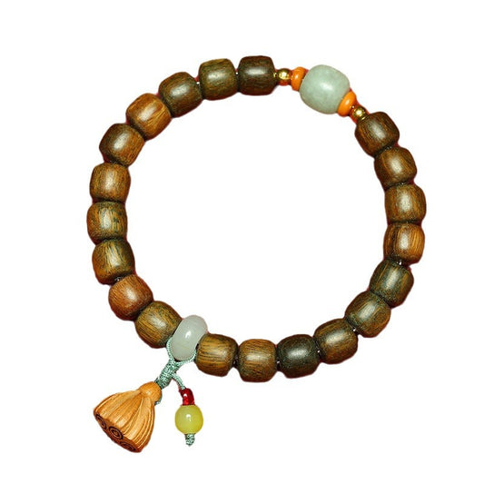 Green Sandalwood and Hetian Jade Fortune's Favor Bracelets