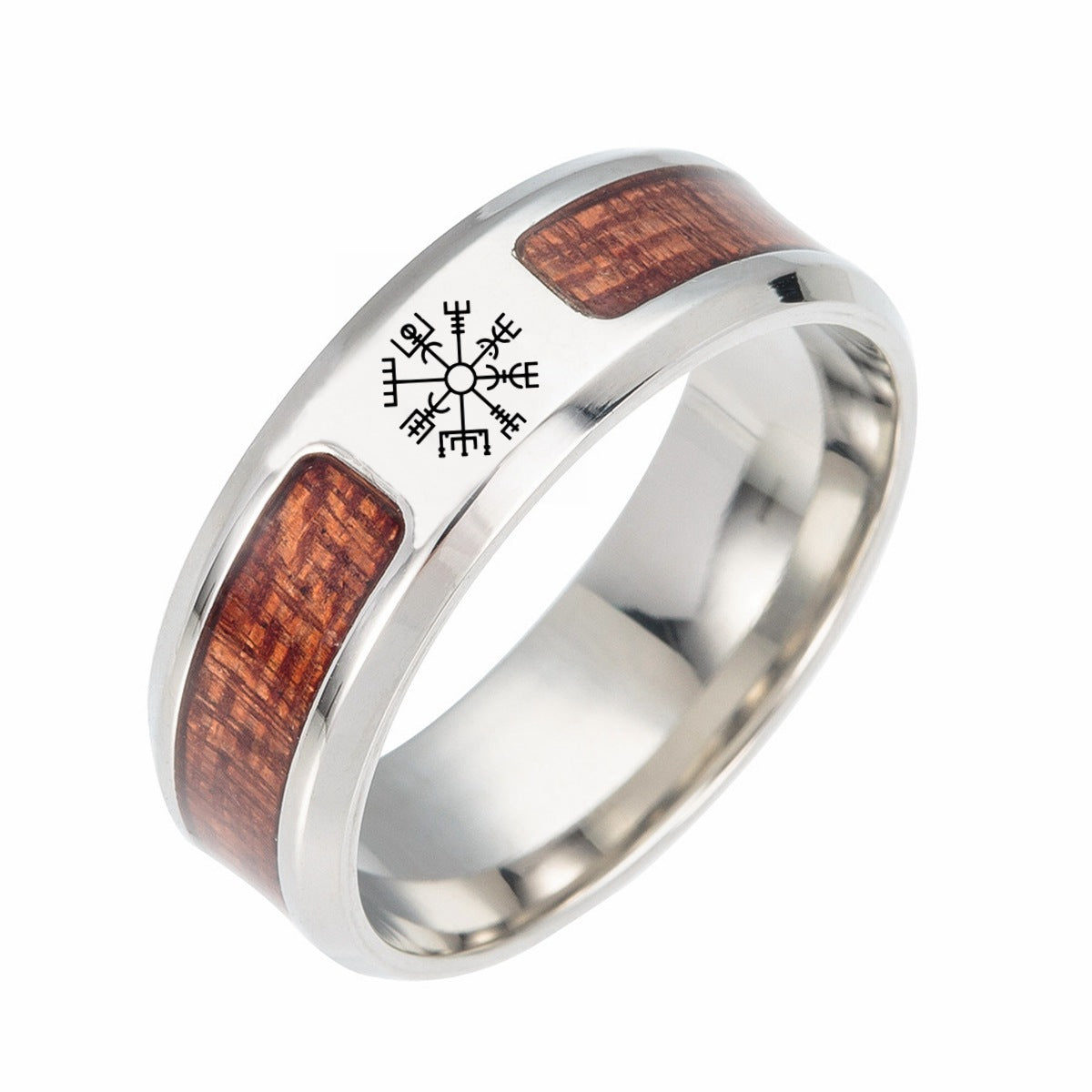 European Charm Steel Rune Ring with Celtic Knot for Men