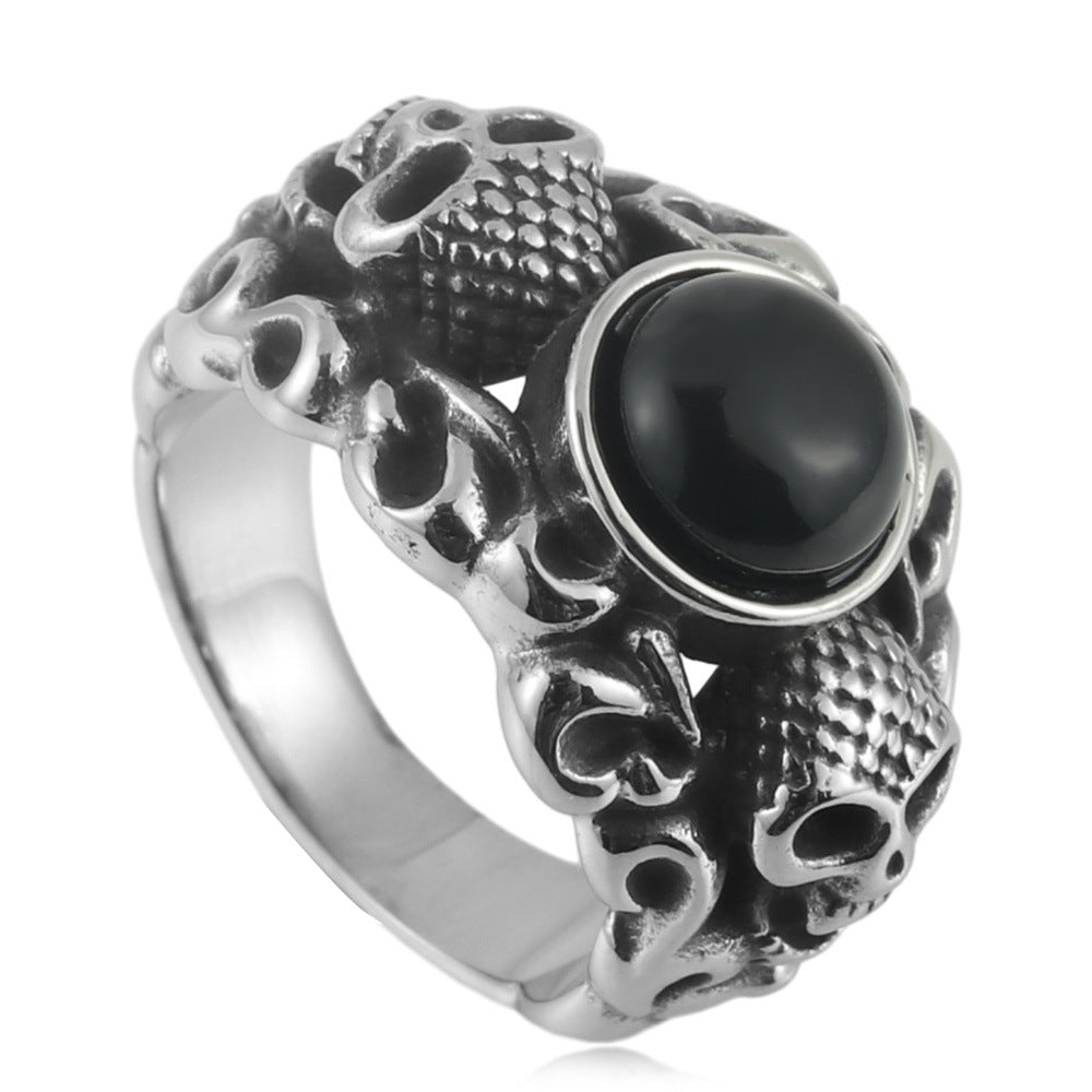 Trendy Titanium Steel Skull Ring for Men - Punk Retro American & European Style