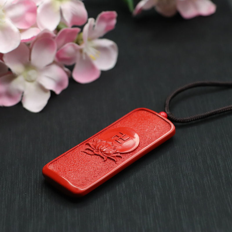 Red Sand Lotus Cinnabar Proverbs Pendant