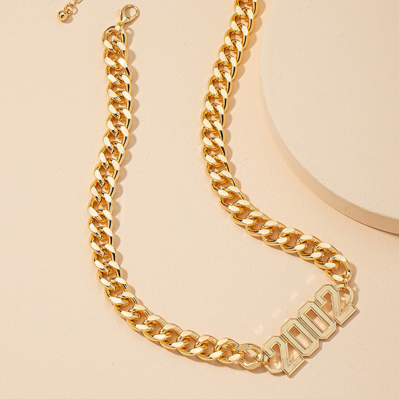 European and American Urban Style 2002 Digital Coarse Chain Necklace - Vienna Verve Collection