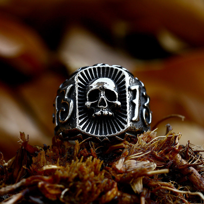 Punk Hip-Hop Skull Design Titanium Steel Ring for Men - Number 13 Wholesale Fashion Jewelry