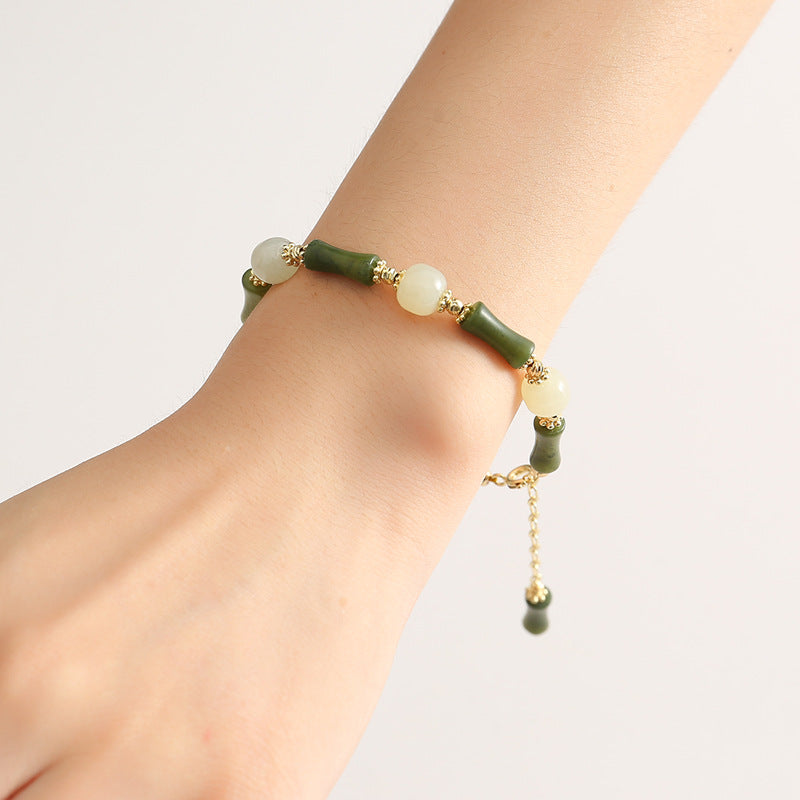 Chinese Style Hetian Jade Bracelet with Gold Plating