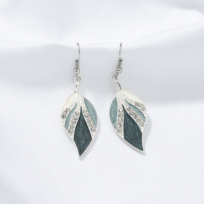 Exaggerated Glazed Leaf Earrings - Vienna Verve Collection