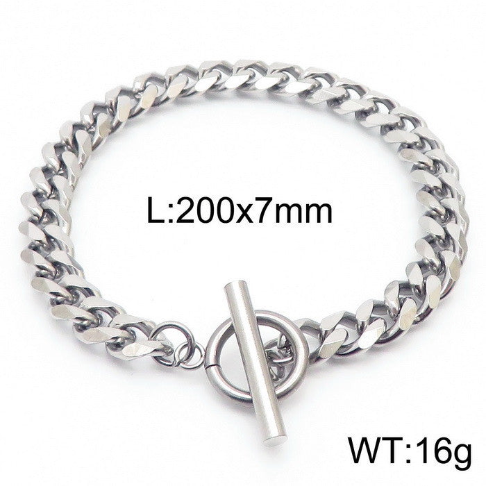 Stylish Titanium Steel Cuban Chain Bracelet for Men - Non-Fading OT Buckle Couple Jewelry