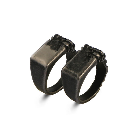 Titanium Steel Half Ring for Men - Retro European and American Hip-Hop Style