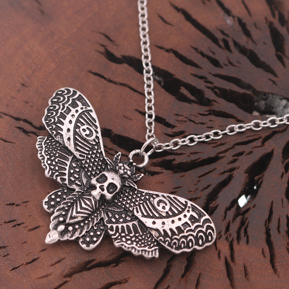 Moth Skeleton Pendant Necklace for Men - Trendy Insect Jewelry from the Norse Legacy Collection