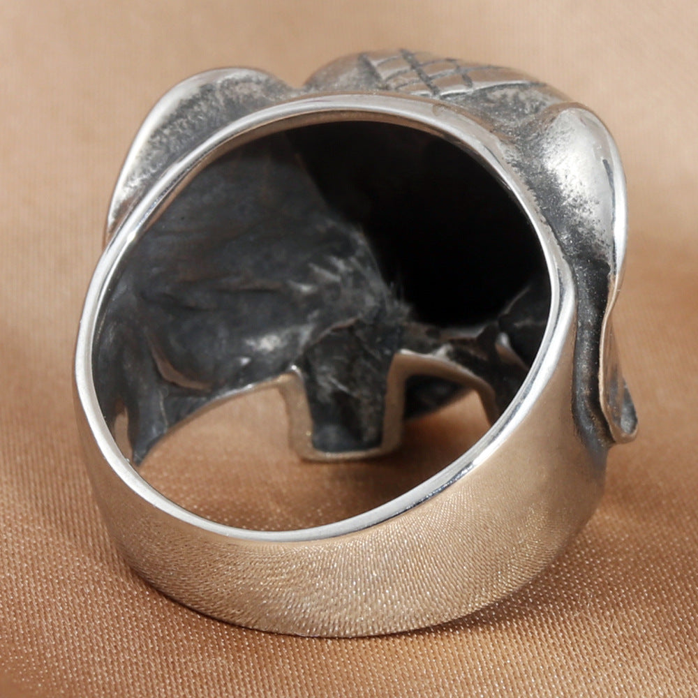 Titanium Steel Elephant Ring for Men - Personalized Retro Trendy Accessory