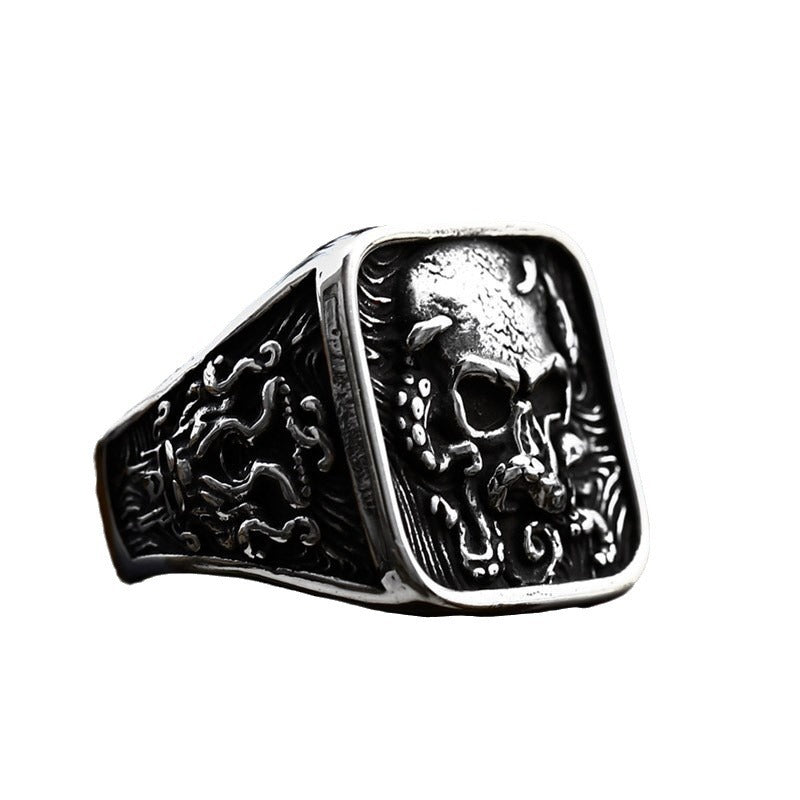 Titanium Steel Retro Octopus Skull Ring for Men - Wholesale Cross-Border Fashion