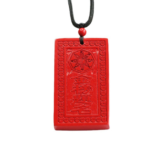 Pendant for Exam Success with Red Sand Square Gem