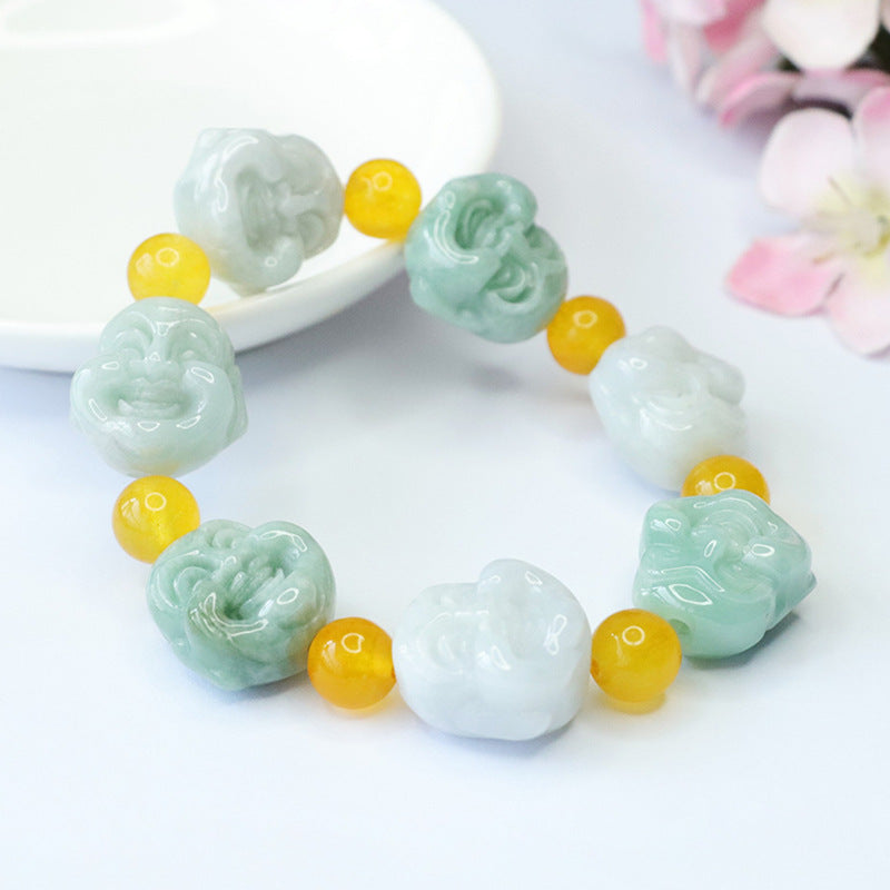 Myanmar Jade Sterling Silver Buddha Bracelet