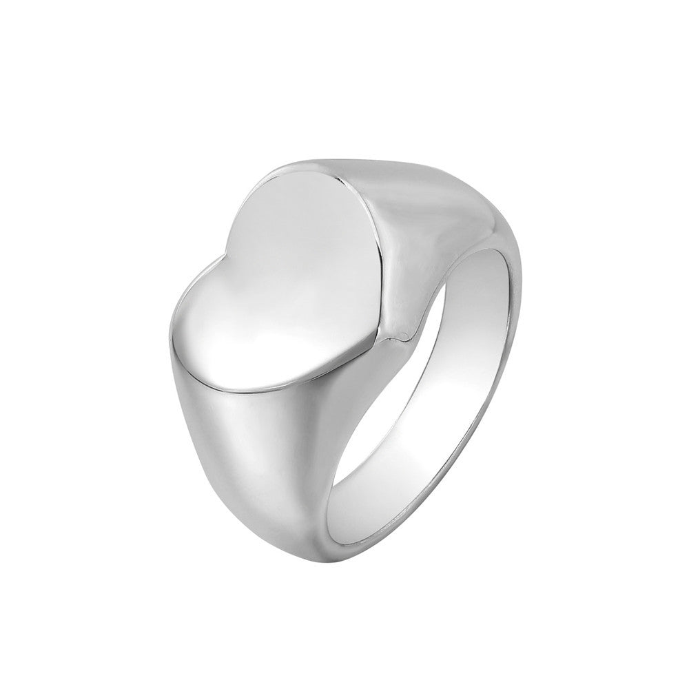 Chic Heart-shaped Titanium Steel Ring for Everyday Wear