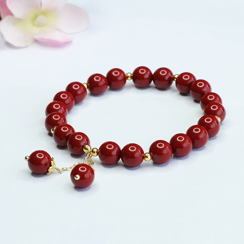 Cinnabar and Acacia Bean Sterling Silver Bracelet - Fortune's Favor Collection