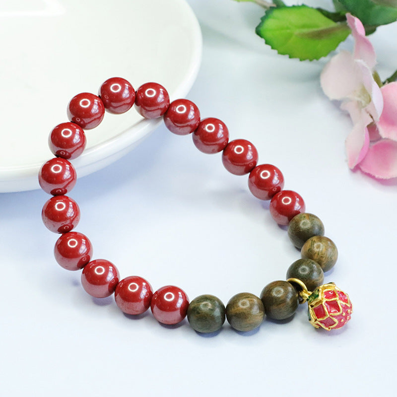 Fortune's Favor Sterling Silver Cinnabar and Sandalwood Bracelet