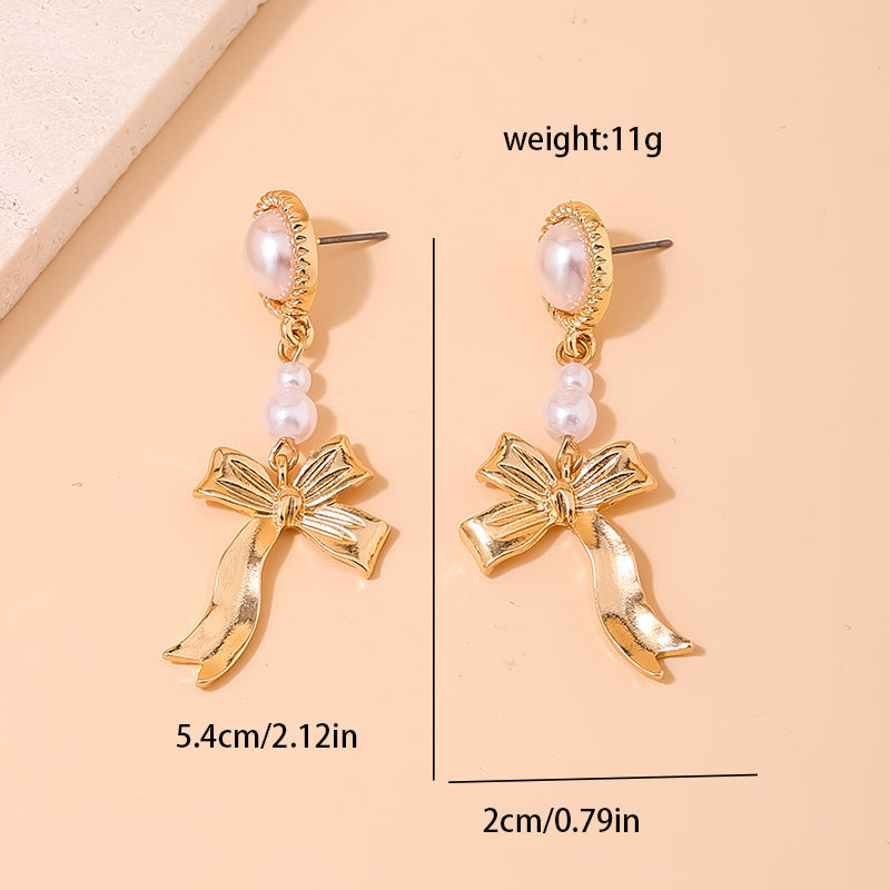 Pearl Bow Earrings with a Touch of Parisian Charm