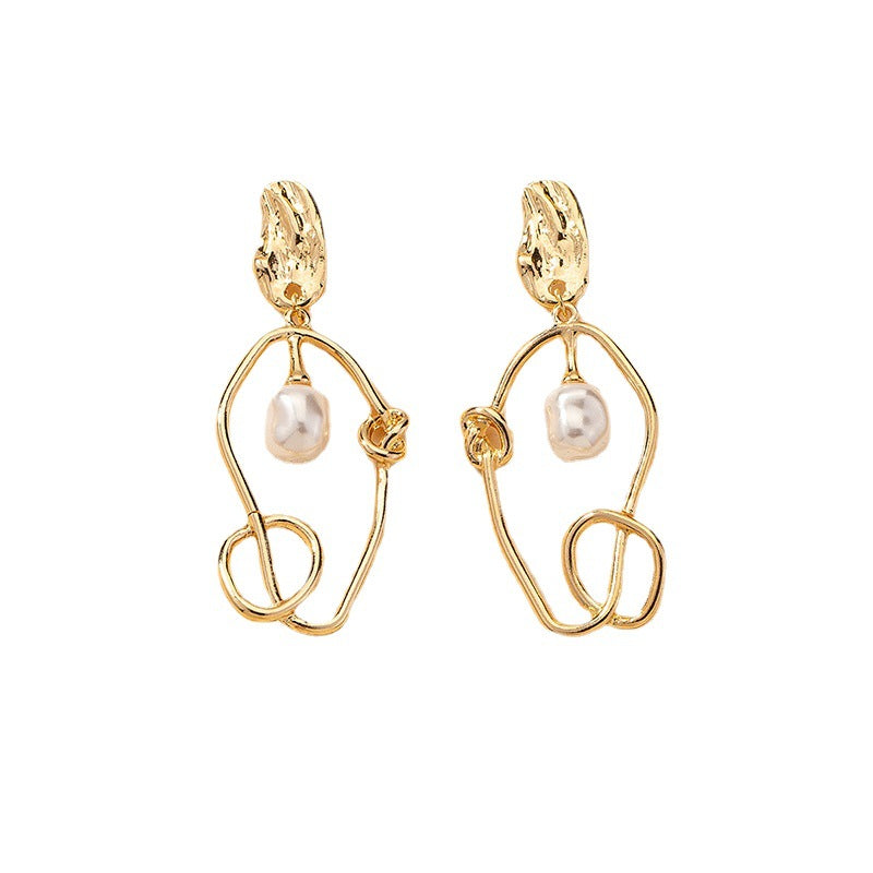 Metallic Geometry Pearl Earrings - Vienna Verve Collection