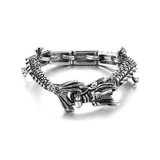 Bold Leopard-Inspired Punk Bracelet - Creative Retro Dragon Tiger Design in Titanium Steel for Men